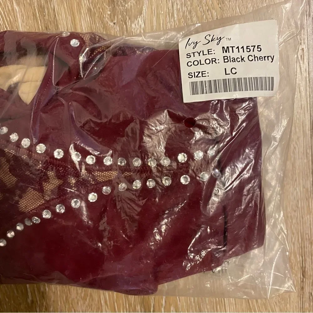 Weissman Ivy Sky dance burgundy Crystal Lace Crop Top MT11575 child large LC
